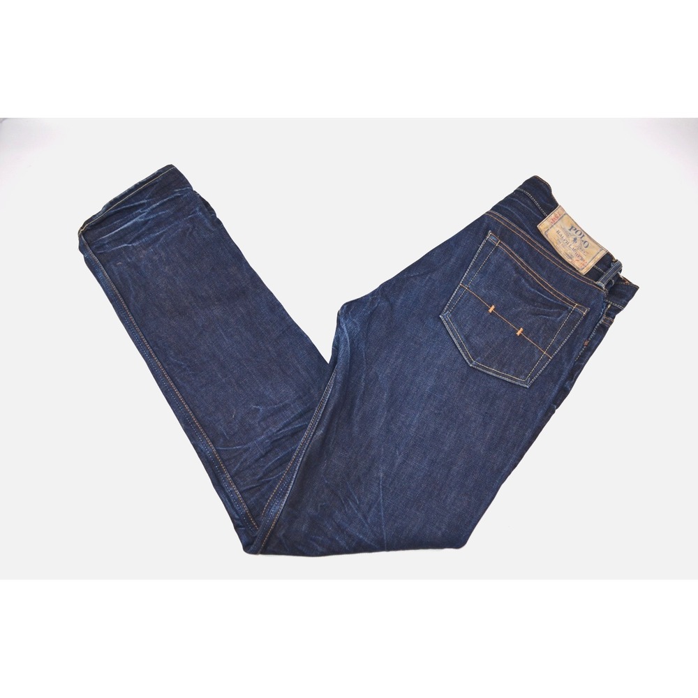 Polo Ralph Lauren Blue Slim Jeans Men's 33x32 (fits 36x34) Stiff Cuff Line